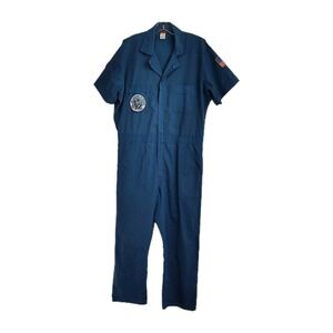 VTG Big Ben Flight Suit Men's L Regular Blue 2GRSS682B Warbirds Patches Zip
